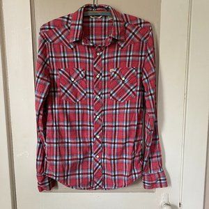 Salt Valley Urban Outfitters Western Plaid Long Sleeve Snap Shirt, Size Small